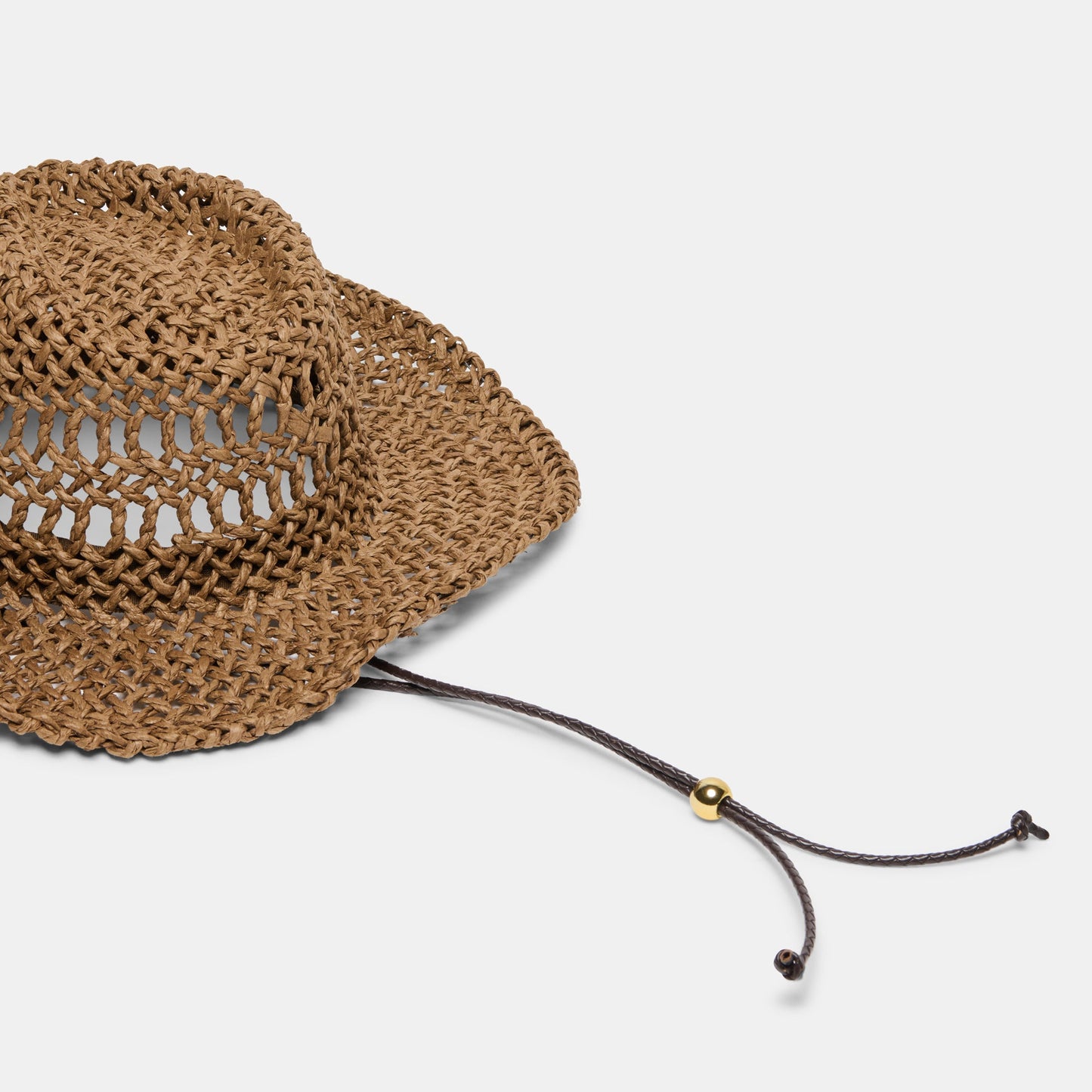 Thick Weave Dark Brown Cowboy Hat with Strap