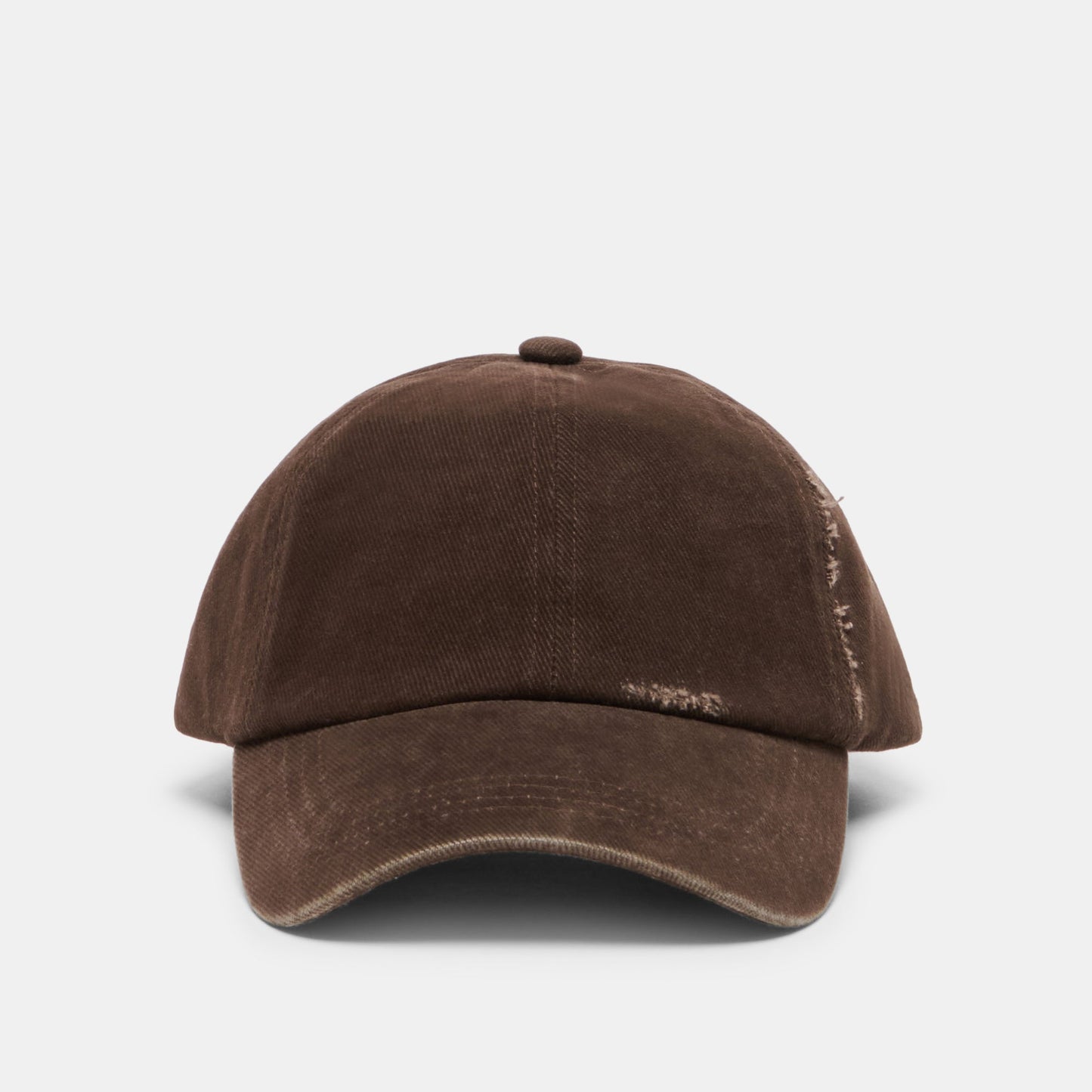 Distressed Dark Brown Baseball Cap with Embroidery