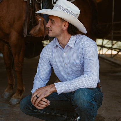Resistol Performance Shirt - Blue and White Grid